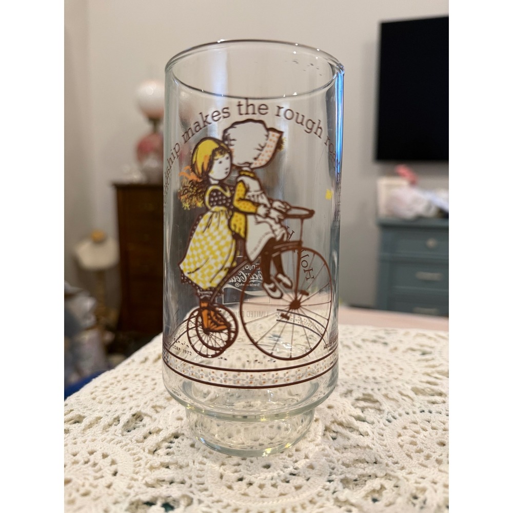 Holly Hobbie Coca-Cola Glass OS Womens Vintage 1972 Limited Edition Clear Brown